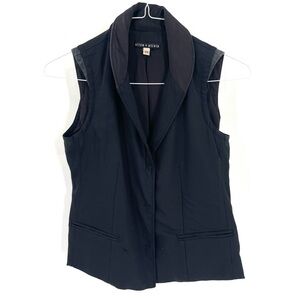 Alice + Olivia Black Sleeveless Wool Silk Blend Tuxedo Button Front Blazer